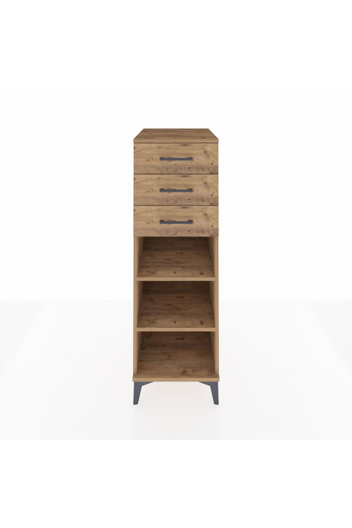 Kronos Dolap 2 Raflı 3 Çekmeceli 44x59x134 Çam-Çam