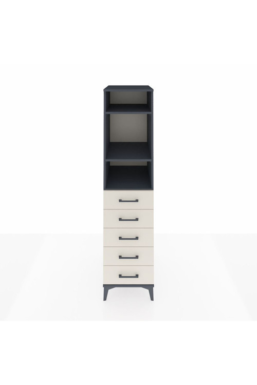 Kronos Dolap 3 Raflı 5 Çekmeceli 44 x 59 x 182 cm Antrasit - Aytaşı