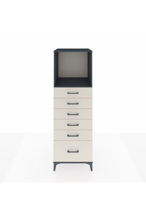 Kronos Dolap 1 Raflı 6 Çekmeceli 60 x 59 x 182 cm Antrasit - Aytaşı