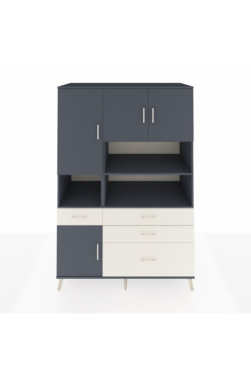 Kronos Dolap 9 Raflı 4 Çekmeceli 4 Kapaklı 132 x 59 x 195 cm Antrasit - Antrasit - Aytaşı