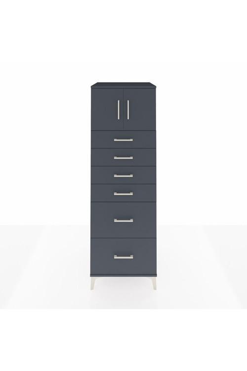 Kronos Dolap 1 Raflı 6 Çekmeceli 2 Kapaklı 60 x 59 x 182 cm Antrasit - Antrasit