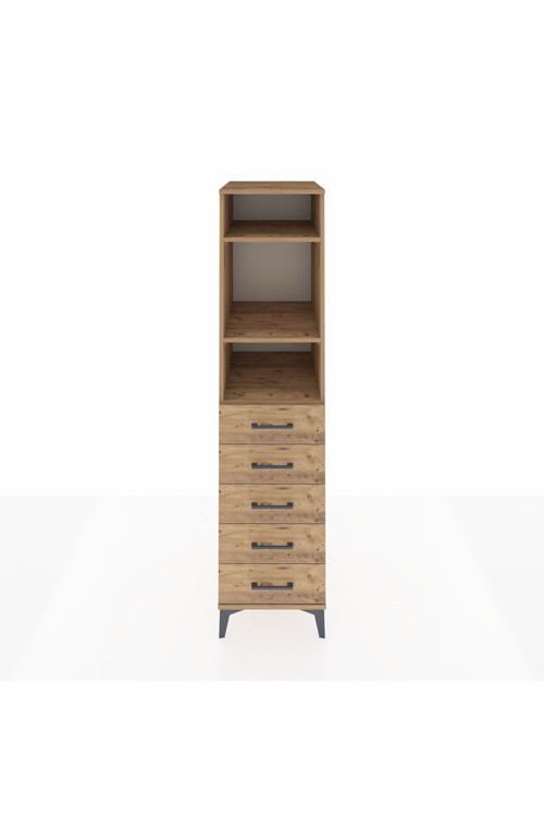 Kronos Dolap 3 Raflı 5 Çekmeceli 44 x 59 x 182 cm Çam - Çam