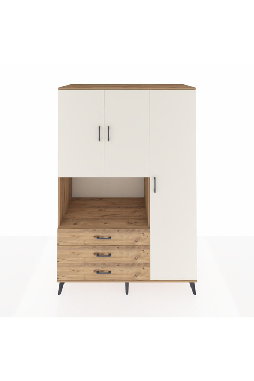 Kronos Dolap 7 Raflı 3 Çekmeceli 3 Kapaklı 132 x 59 x 195 cm Çam - Aytaşı - Çam