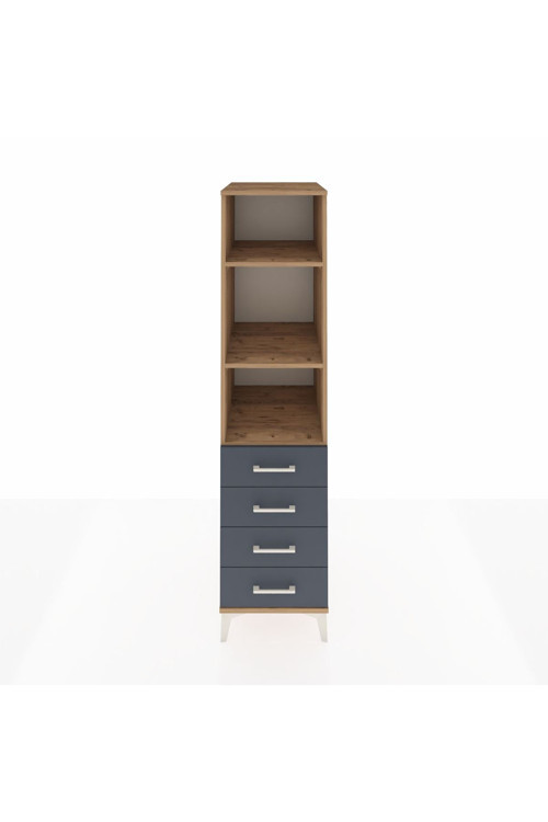 Kronos Dolap 3 Raflı 4 Çekmeceli 44 x 59 x 182 cm Çam - Antrasit