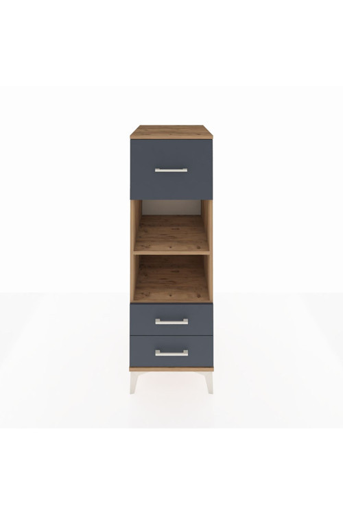 Kronos Dolap 2 Raflı 3 Çekmeceli 44 x 59 x 134 cm Çam - Antrasit