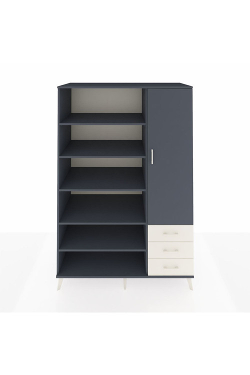 Kronos Dolap 9 Raflı 3 Çekmeceli 1 Kapaklı 132 x 59 x 195 cm Antrasit - Antrasit - Aytaşı