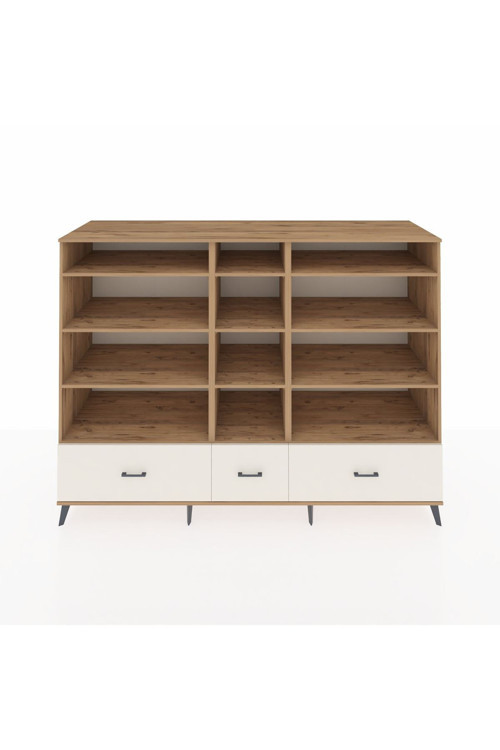 Kronos Dolap 12 Raflı 3 Çekmeceli 220 x 59 x 163 cm Çam - Çam - Aytaşı