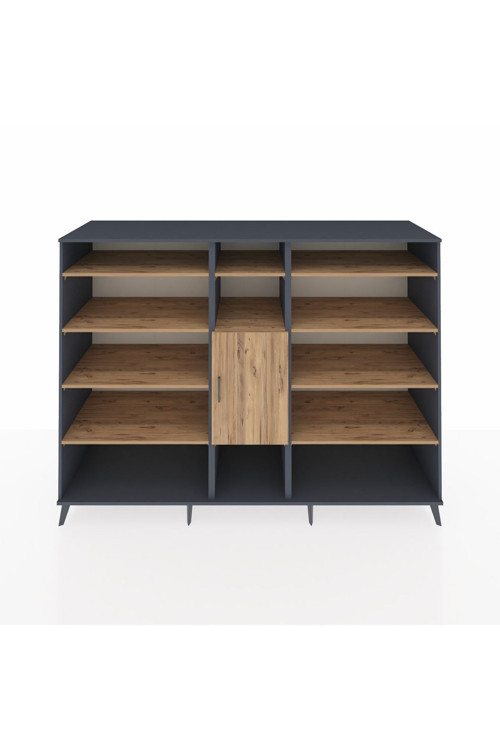 Kronos Dolap 12 Raflı 1 Kapaklı 220 x 59 x 163 cm Antrasit - Çam