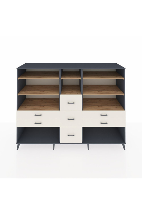 Kronos Dolap 8 Raflı 7 Çekmeceli 220 x 59 x 163 cm Antrasit - Çam - Aytaşı