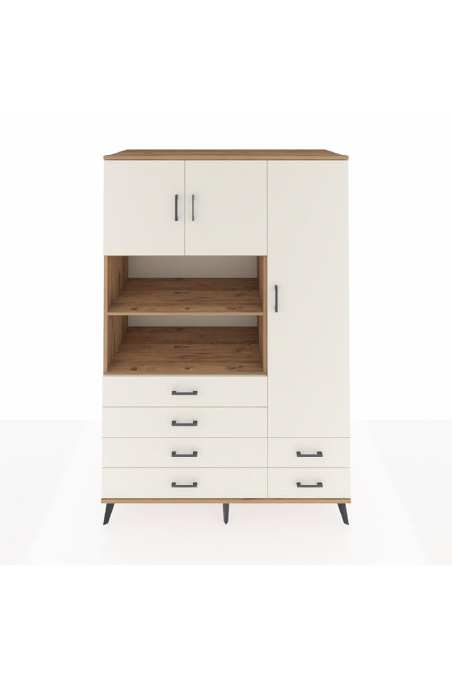 Kronos Dolap 9 Raflı 6 Çekmeceli 3 Kapaklı 132 x 59 x 195 cm Çam - Aytaşı - Aytaşı
