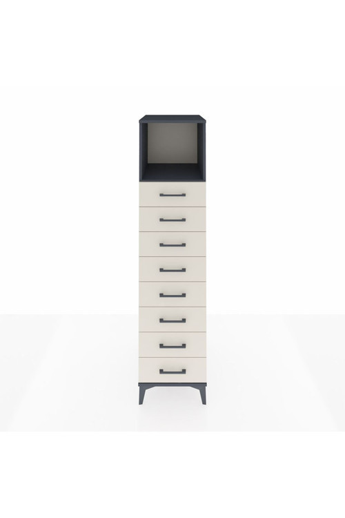 Kronos Dolap 1 Raflı 8 Çekmeceli 44 x 59 x 182 cm Antrasit - Aytaşı