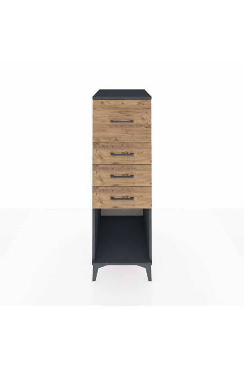 Kronos Dolap 4 Çekmeceli 44 x 59 x 134 cm Antrasit - Çam