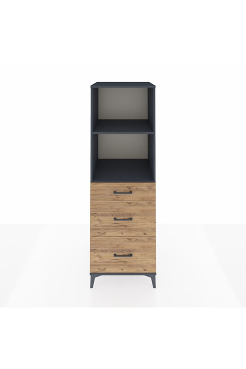 Kronos Dolap 2 Raflı 3 Çekmeceli 60 x 59 x 182 cm Antrasit - Çam