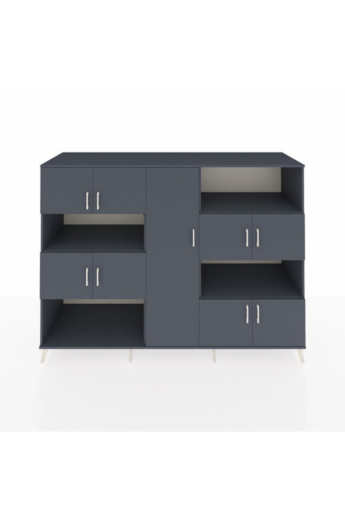 Kronos Dolap 10 Raflı 9 Kapaklı 220 x 59 x 163 cm Antrasit - Antrasit