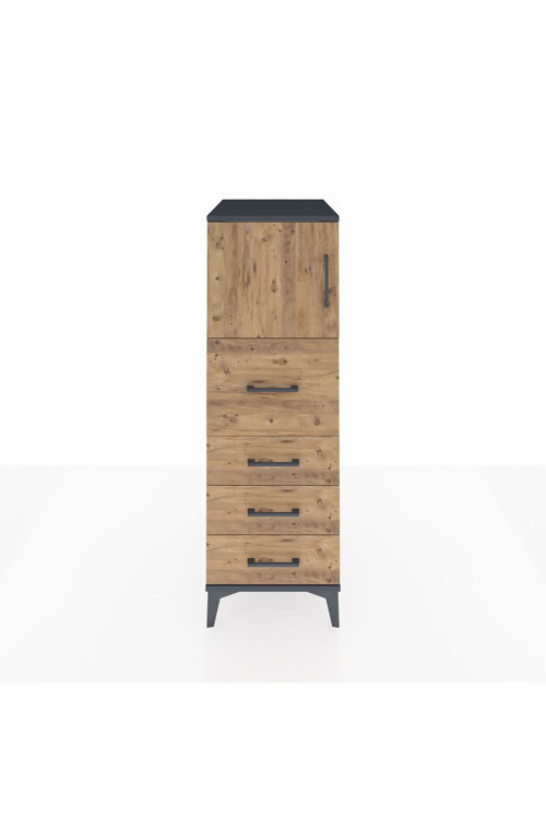 Kronos Dolap 1 Raflı 4 Çekmeceli 1 Kapaklı 44 x 59 x 134 cm Antrasit - Çam
