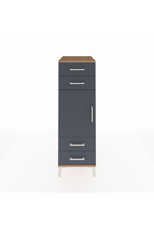 Kronos Dolap 2 Raflı 4 Çekmeceli 1 Kapaklı 44 x 59 x 134 cm Çam - Antrasit