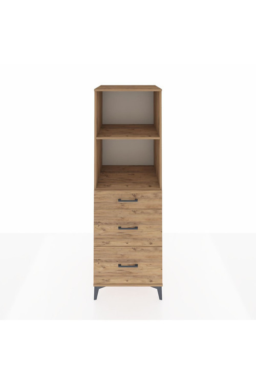 Kronos Dolap 2 Raflı 3 Çekmeceli 60x59x182 Çam-Çam
