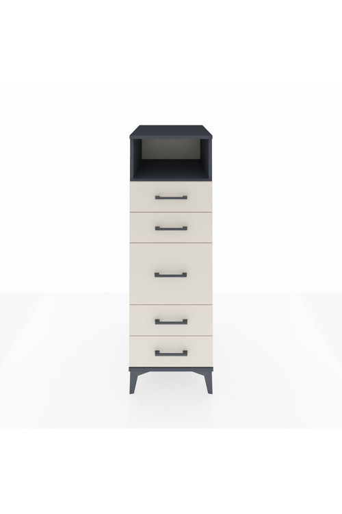 Kronos Dolap Tek Raflı 5 Çekmeceli 44x59x134 Antrasit-Aytaşı