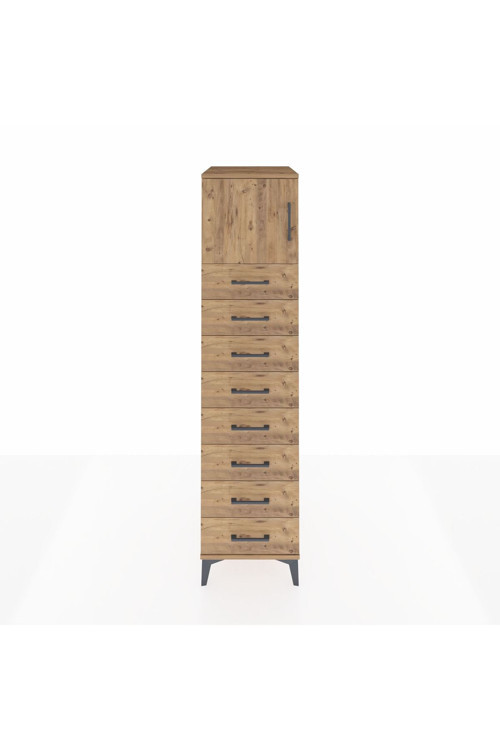 Kronos Dolap 1 Raflı 8 Çekmeceli 1 Kapaklı 44 x 59 x 182 cm Çam - Çam