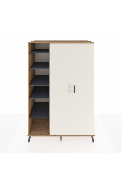 Kronos Dolap 7 Raflı 2 Kapaklı 1 Askılı 132 x 59 x 195 cm Çam - Aytaşı - Antrasit