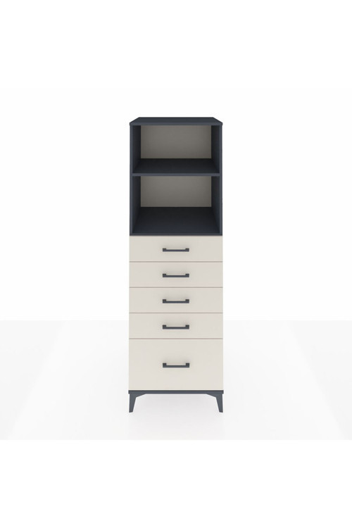 Kronos Dolap 2 Raflı 5 Çekmeceli 60 x 59 x 182 cm Antrasit - Aytaşı