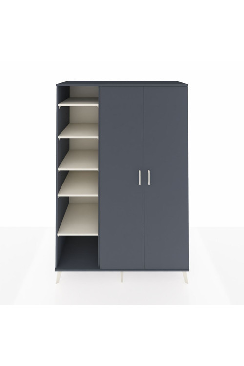 Kronos Dolap 7 Raflı 2 Kapaklı 1 Askılı 132 x 59 x 195 cm Antrasit - Antrasit - Aytaşı