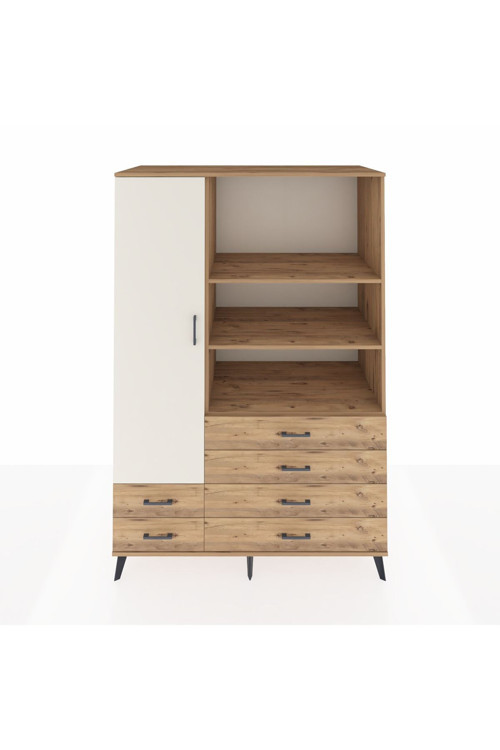 Kronos Dolap 7 Raflı 6 Çekmeceli 1 Kapaklı 132 x 59 x 195 cm Çam - Aytaşı - Çam
