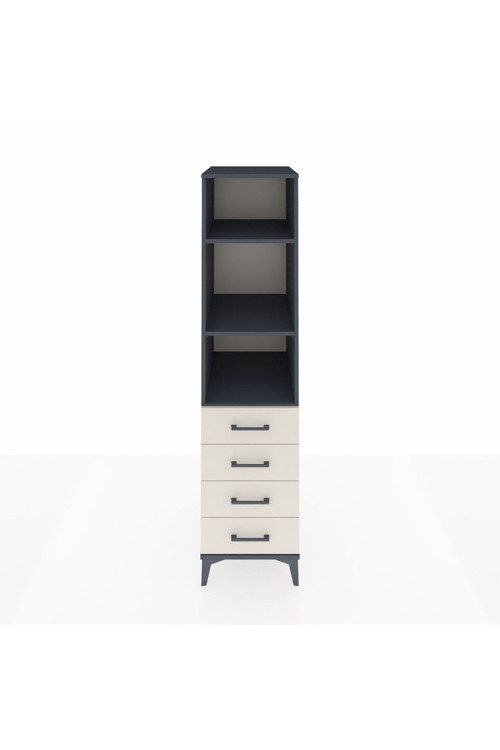 Kronos Dolap 3 Raflı 4 Çekmeceli 44 x 59 x 182 cm Antrasit - Aytaşı