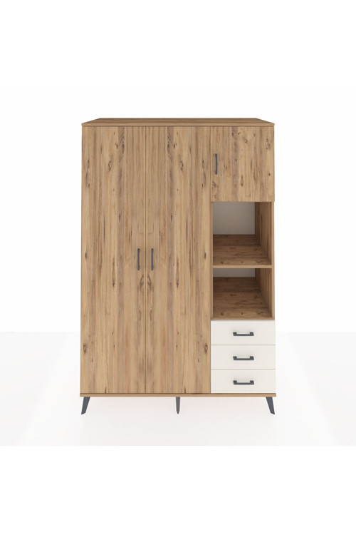 Kronos Dolap 5 Raflı 3 Çekmeceli 1 Askılı 132 x 59 x 195 cm Çam - Çam - Aytaşı