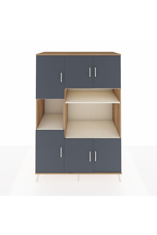 Kronos Dolap 9 Raflı 6 Kapaklı 132 x 59 x 195 cm Çam - Antrasit - Aytaşı