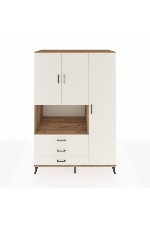 Kronos Dolap 7 Raflı 3 Çekmeceli 3 Kapaklı 132 x 59 x 195 cm Çam - Aytaşı - Aytaşı
