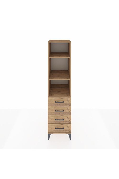 Kronos Dolap 3 Raflı 4 Çekmeceli 44 x 59 x 182 cm Çam - Çam
