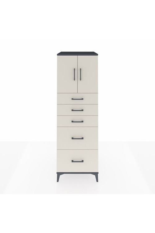 Kronos Dolap 1 Raflı 5 Çekmeceli 2 Kapaklı 60 x 59 x 182 cm Antrasit - Aytaşı