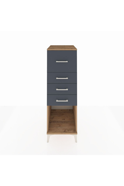 Kronos Dolap 4 Çekmeceli 44 x 59 x 134 cm Çam - Antrasit