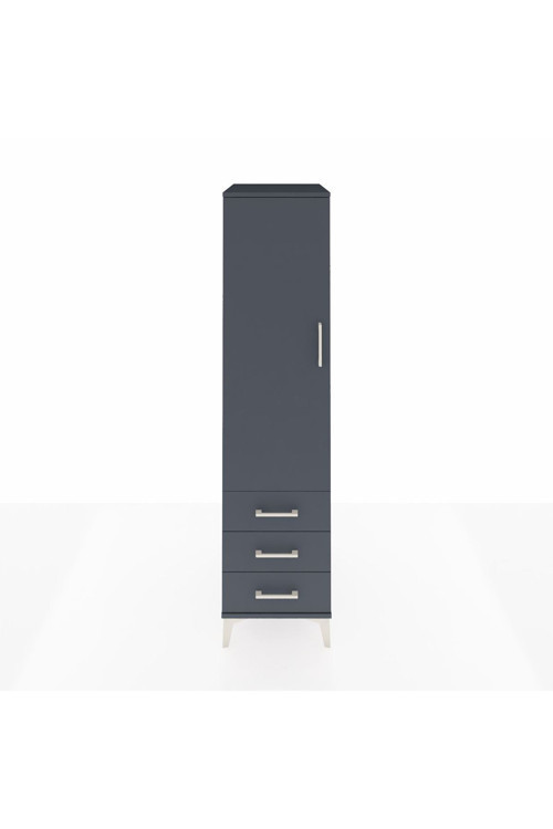 Kronos Dolap 1 Raflı 3 Çekmeceli 1 Askılı 44 x 59 x 182 cm Antrasit - Antrasit