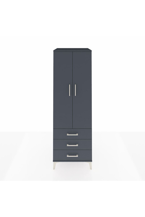 Kronos Dolap 1 Raflı 3 Çekmeceli 1 Askılı 60 x 59 x 182 cm Antrasit - Antrasit