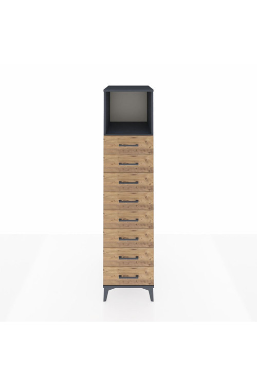Kronos Dolap 1 Raflı 8 Çekmeceli 44 x 59 x 182 cm Antrasit - Çam