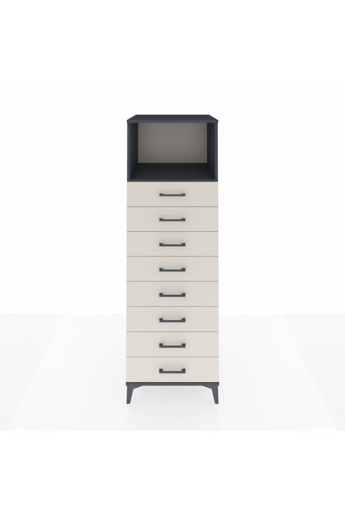 Kronos Dolap 1 Raflı 8 Çekmeceli 60 x 59 x 182 cm Antrasit - Aytaşı
