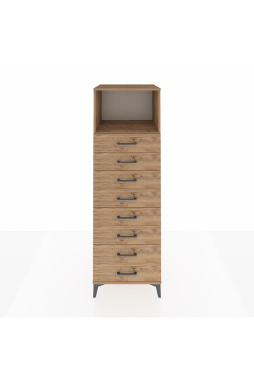 Kronos Dolap 1 Raflı 8 Çekmeceli 60 x 59 x 182 cm Çam - Çam