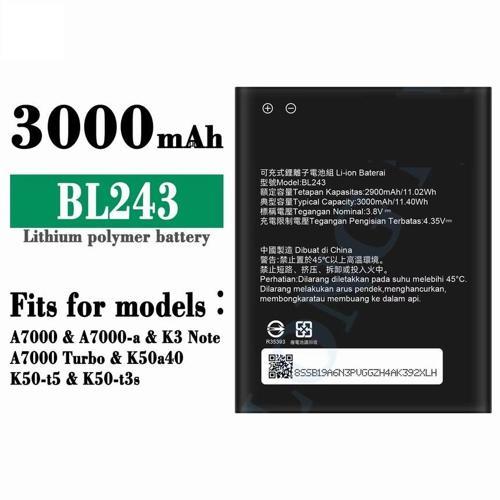 Lenovo BL243 Model K3 Note Batarya Pil 3.8V 2900mah Lithium Battery BL243