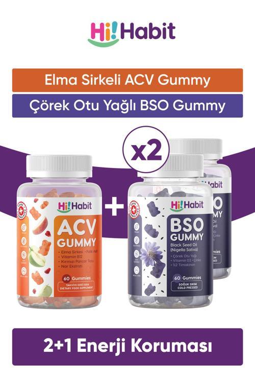 Acv Elma Sirkesi Gummy - Bso Çörek Otu Yağı Gummy Gıda Takviyesi Seti