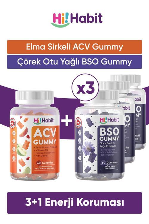 Acv Elma Sirkesi Gummy - Bso Çörek Otu Yağı Gummy Gıda Takviyesi Seti