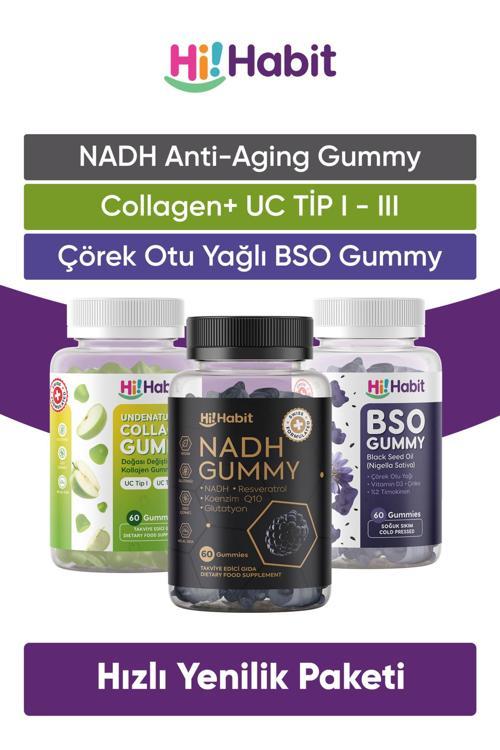 Nadh Koenzim Q10 - Kolajen Tip1-Tip3 - Bso Çörek Otu Yağı Takviye Edici Gıda Seti
