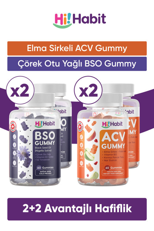 Acv Elma Sirkesi Gummy - Bso Çörek Otu Yağı Gummy Takviye Edici Gıda Seti