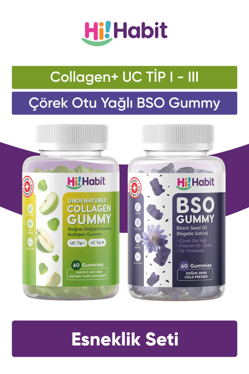 Kolajen Tip - Tip 3 - Bso Çörek Otu Yağı Takviye Edici Gıda Gummy Set