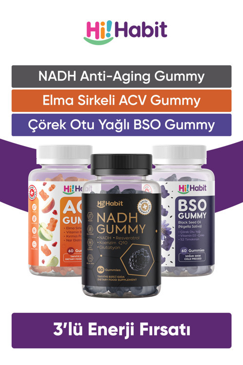 Nadh + Elma Sirkeli Gummy+ Çörek Otu Yağlı Gummy - 3Lü Set – Vegan Gummies