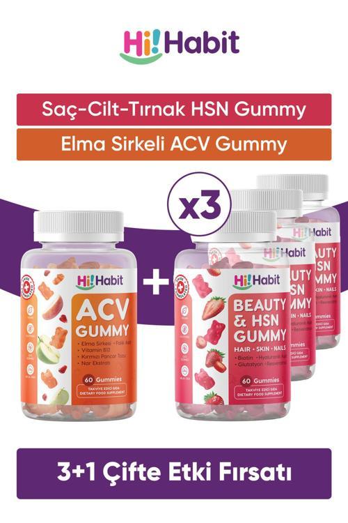 Saç, Cilt, Tırnak Vitamini - Acv Elma Sirkesi Gummy Takviye Edici Gıda Seti