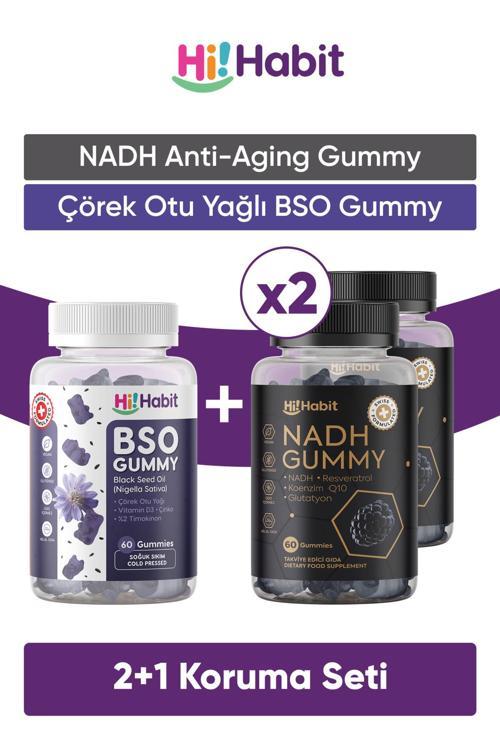 Nadh Koenzim Q10 - Bso Çörek Otu Yağı Gummy Takviye Edici Gıda Seti