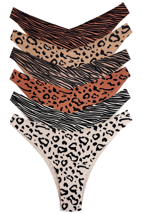 Basic Desenli Lazer Kesim Kadın Brezilya Külot 6'lı Paket