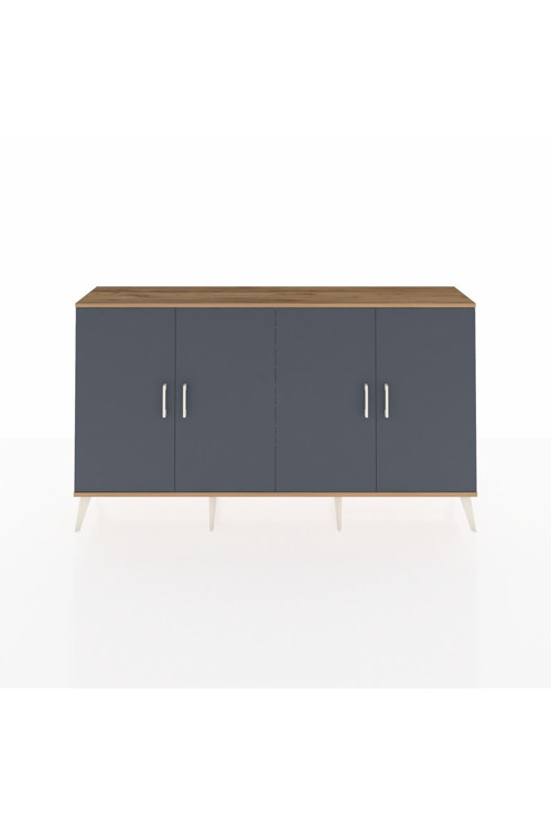 Arges Konsol 6 Raflı 4 Kapaklı 176x30x99 Çam-Antrasit/Çam